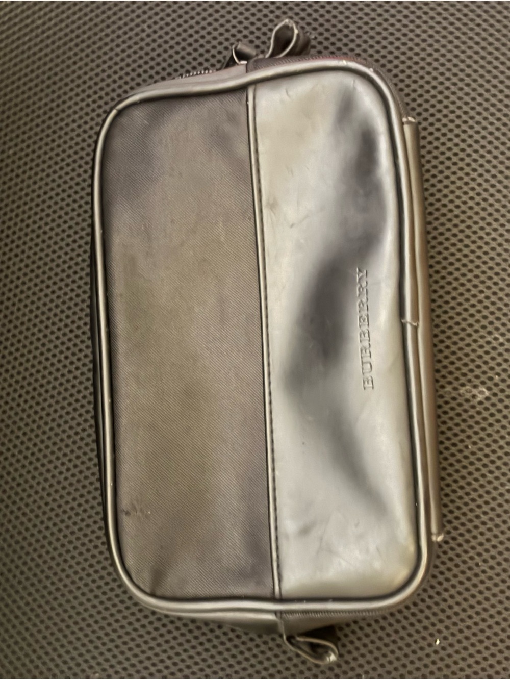 Burberry Black Leather and Canvas Toiletry Pouch